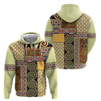 Yellow Aotearoa Kowhaiwhai Pattern Zip Hoodie NZ Maori Quilt Style LT14 - Polynesian Pride
