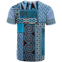 Blue Aotearoa Kowhaiwhai Pattern T Shirt NZ Maori Quilt Style LT14 - Polynesian Pride