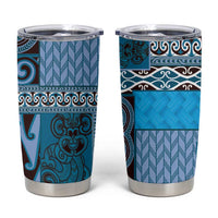 Blue Aotearoa Kowhaiwhai Pattern Tumbler Cup NZ Maori Quilt Style LT14 Blue - Polynesian Pride