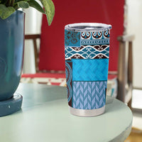 Blue Aotearoa Kowhaiwhai Pattern Tumbler Cup NZ Maori Quilt Style LT14 - Polynesian Pride