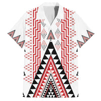 Aotearoa Taniko Family Matching Off Shoulder Short Dress and Hawaiian Shirt Niho Taniwha Purapura Whetu Mix Poutama LT14 Dad's Shirt - Short Sleeve White - Polynesian Pride