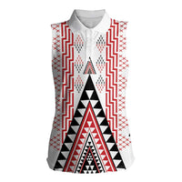 Aotearoa Taniko Women Sleeveless Polo Shirt Niho Taniwha Purapura Whetu Mix Poutama LT14 Female White - Polynesian Pride