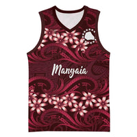 Personalised Cook Islands Mangaia Basketball Jersey Tiare Maori Polynesian Waves Tattoo LT14 Unisex Burgundy - Polynesian Pride