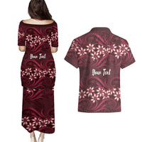 Personalised Cook Islands Mangaia Couples Matching Puletasi and Hawaiian Shirt Tiare Maori Polynesian Waves Tattoo LT14 - Polynesian Pride