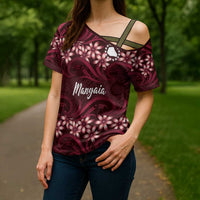 Personalised Cook Islands Mangaia Cross Shoulder Shirt Tiare Maori Polynesian Waves Tattoo