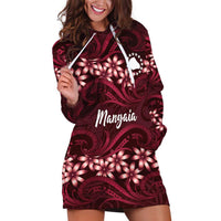 Personalised Cook Islands Mangaia Hoodie Dress Tiare Maori Polynesian Waves Tattoo LT14 Burgundy - Polynesian Pride