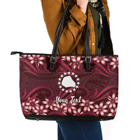 Personalised Cook Islands Mangaia Leather Tote Bag Tiare Maori Polynesian Waves Tattoo