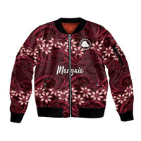 Personalised Cook Islands Mangaia Sleeve Zip Bomber Jacket Tiare Maori Polynesian Waves Tattoo