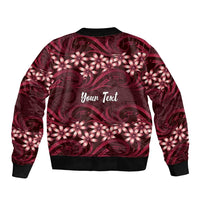 Personalised Cook Islands Mangaia Sleeve Zip Bomber Jacket Tiare Maori Polynesian Waves Tattoo