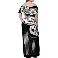 Guam Father's Day Family Matching Off Shoulder Maxi Dress and Hawaiian Shirt Chamorro Latte Stone Polynesian Pattern