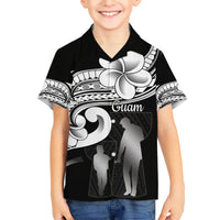 Guam Father's Day Kid Hawaiian Shirt Chamorro Latte Stone Polynesian Pattern LT14 Kid Black - Polynesian Pride