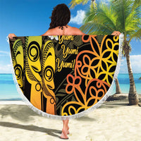 Personalised Vanuatu Independence Day Beach Blanket Carving Drum Sand Drawing Turtle