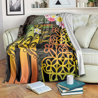 Personalised Vanuatu Independence Day Blanket Carving Drum Sand Drawing Turtle