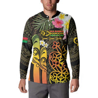 Personalised Vanuatu Independence Day Button Sweatshirt Carving Drum Sand Drawing Turtle