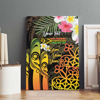 Personalised Vanuatu Independence Day Canvas Wall Art Carving Drum Sand Drawing Turtle