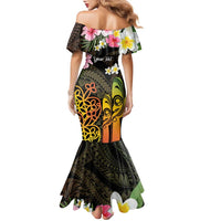 Personalised Vanuatu Independence Day Family Matching Mermaid Dress and Hawaiian Shirt Carving Drum Sand Drawing Turtle