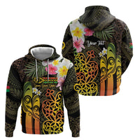 Personalised Vanuatu Independence Day Hoodie Carving Drum Sand Drawing Turtle