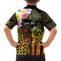 Personalised Vanuatu Independence Day Kid Hawaiian Shirt Carving Drum Sand Drawing Turtle