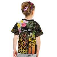 Personalised Vanuatu Independence Day Kid T Shirt Carving Drum Sand Drawing Turtle