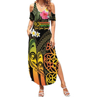 Personalised Vanuatu Independence Day Summer Maxi Dress Carving Drum Sand Drawing Turtle