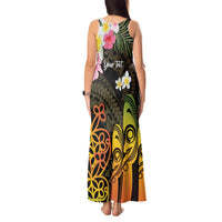 Personalised Vanuatu Independence Day Tank Maxi Dress Carving Drum Sand Drawing Turtle LT14 - Polynesian Pride