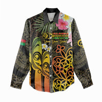 Personalised Vanuatu Independence Day Women Casual Shirt Carving Drum Sand Drawing Turtle