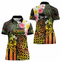 Personalised Vanuatu Independence Day Women Polo Shirt Carving Drum Sand Drawing Turtle