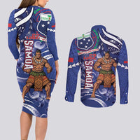 Samoa Independence Day Couples Matching Long Sleeve Bodycon Dress and Long Sleeve Button Shirt 1962 Proud Samoan Warrior