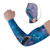 Paikea New Zealand Matariki Arm Sleeves Humpback Whale Taniko Motifs Ocean Vibes LT14 Set of 2 Blue - Polynesian Pride