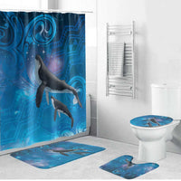Paikea New Zealand Matariki Bathroom Set Humpback Whale Taniko Motifs Ocean Vibes LT14 Bathroom Set (4 pcs) Blue - Polynesian Pride