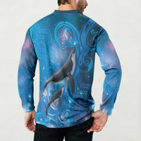 Paikea New Zealand Matariki Button Sweatshirt Humpback Whale Taniko Motifs Ocean Vibes LT14 - Polynesian Pride