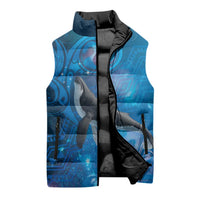 Paikea New Zealand Matariki Sleeveless Puffer Jacket Humpback Whale Taniko Motifs Ocean Vibes LT14 - Polynesian Pride