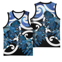 Piwakawaka New Zealand Matariki Basketball Jersey Maori New Year Silver Fern Blue Galaxy LT14 - Polynesian Pride
