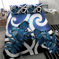 Piwakawaka New Zealand Matariki Bedding Set Maori New Year Silver Fern Blue Galaxy LT14 - Polynesian Pride
