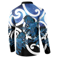Piwakawaka New Zealand Matariki Button Sweatshirt Maori New Year Silver Fern Blue Galaxy LT14 - Polynesian Pride