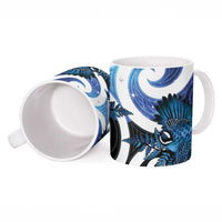 Piwakawaka New Zealand Matariki Ceramic Mug Maori New Year Silver Fern Blue Galaxy LT14 - Polynesian Pride