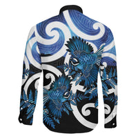 Piwakawaka New Zealand Matariki Family Matching Off Shoulder Maxi Dress and Hawaiian Shirt Maori New Year Silver Fern Blue Galaxy LT14 - Polynesian Pride