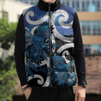 Piwakawaka New Zealand Matariki Sleeveless Puffer Jacket Maori New Year Silver Fern Blue Galaxy LT14 - Polynesian Pride