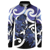 Piwakawaka New Zealand Matariki Button Sweatshirt Maori New Year Silver Fern Purple Galaxy LT14 Purple - Polynesian Pride