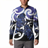 Piwakawaka New Zealand Matariki Button Sweatshirt Maori New Year Silver Fern Purple Galaxy LT14 - Polynesian Pride