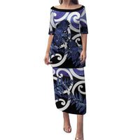 Piwakawaka New Zealand Matariki Family Matching Puletasi and Hawaiian Shirt Maori New Year Silver Fern Purple Galaxy LT14 Mom's Dress Purple - Polynesian Pride