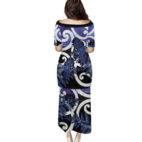 Piwakawaka New Zealand Matariki Family Matching Puletasi and Hawaiian Shirt Maori New Year Silver Fern Purple Galaxy LT14 - Polynesian Pride