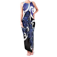 Piwakawaka New Zealand Matariki Family Matching Tank Maxi Dress and Hawaiian Shirt Maori New Year Silver Fern Purple Galaxy LT14 Mom's Dress Purple - Polynesian Pride