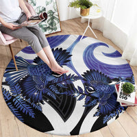 Piwakawaka New Zealand Matariki Round Carpet Maori New Year Silver Fern Purple Galaxy LT14 - Polynesian Pride