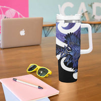 Piwakawaka New Zealand Matariki Tumbler With Handle Maori New Year Silver Fern Purple Galaxy LT14 - Polynesian Pride