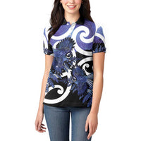 Piwakawaka New Zealand Matariki Women Polo Shirt Maori New Year Silver Fern Purple Galaxy LT14 - Polynesian Pride
