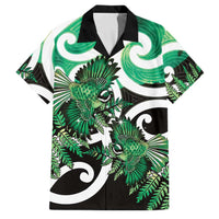 Piwakawaka New Zealand Matariki Family Matching Tank Maxi Dress and Hawaiian Shirt Maori New Year Silver Fern Green Galaxy LT14 Dad's Shirt - Short Sleeve Green - Polynesian Pride