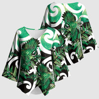 Piwakawaka New Zealand Matariki Kimono Sleeve Blouse Maori New Year Silver Fern Green Galaxy LT14 - Polynesian Pride