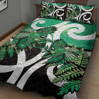 Piwakawaka New Zealand Matariki Quilt Bed Set Maori New Year Silver Fern Green Galaxy LT14 - Polynesian Pride