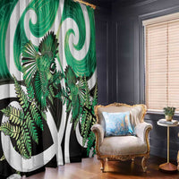 Piwakawaka New Zealand Matariki Window Curtain Maori New Year Silver Fern Green Galaxy LT14 - Polynesian Pride